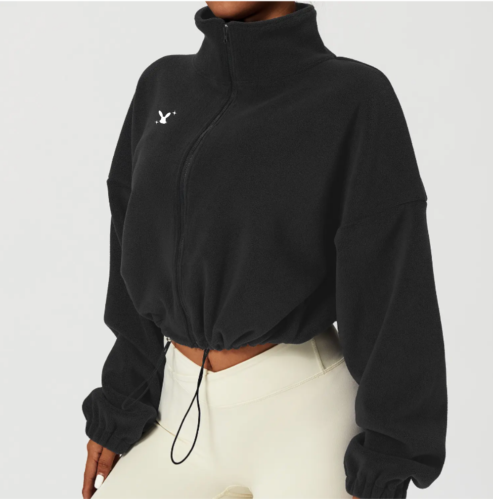 Fleece Scrunch Cropped Jacket