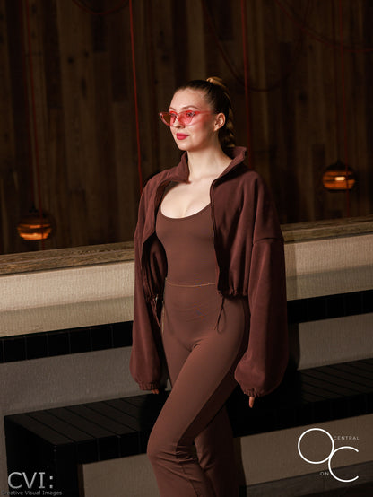 Fleece Scrunch Cropped Jacket
