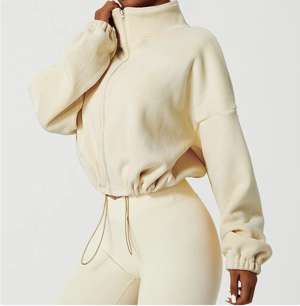 Fleece Scrunch Cropped Jacket