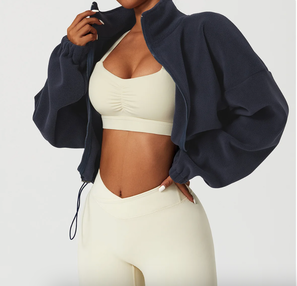 Fleece Scrunch Cropped Jacket