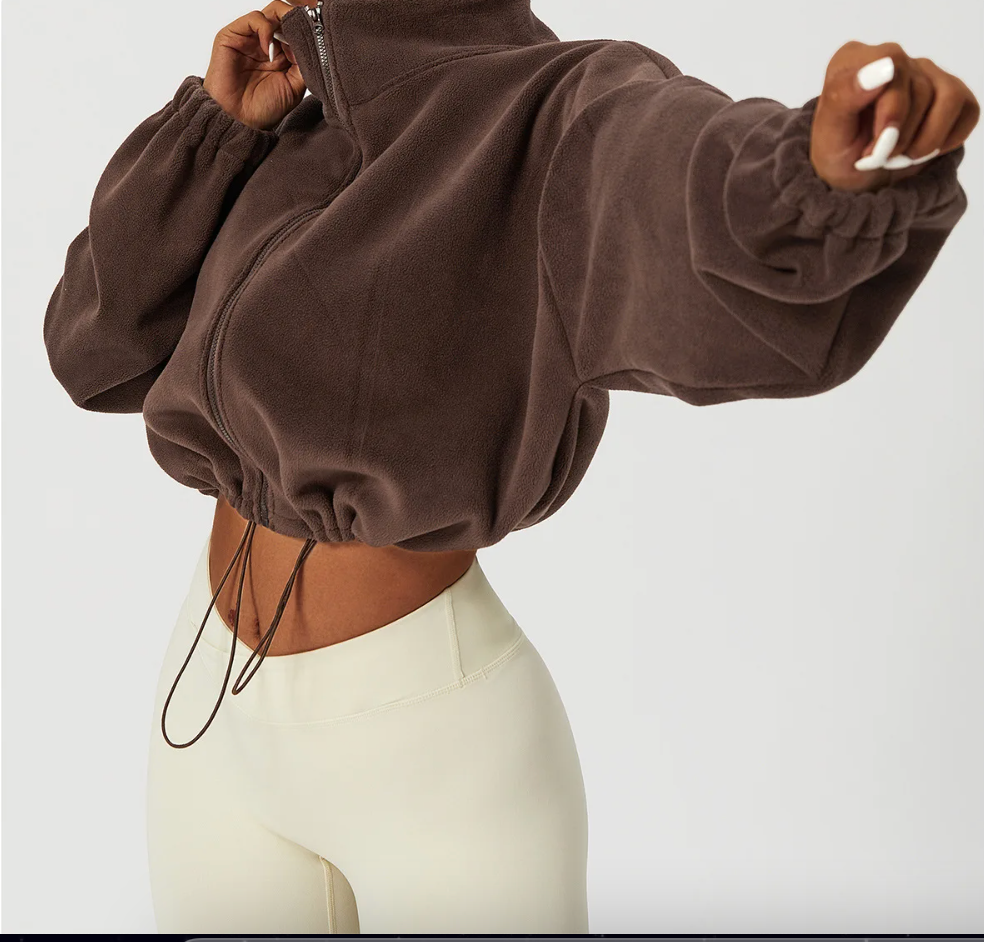 Fleece Scrunch Cropped Jacket